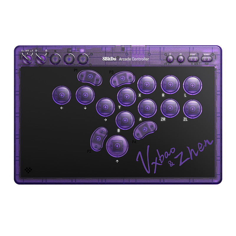 8BitDo Arcade Controller - Transparent Purple Signature Edition - Arcade Control Design for Supported Platforms
