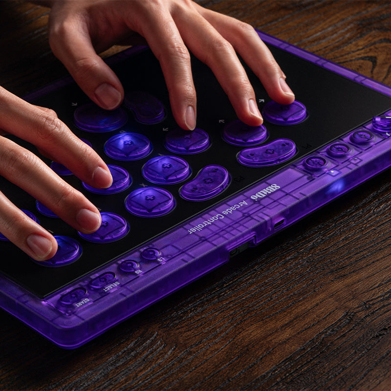 8BitDo Arcade Controller - Transparent Purple Signature Edition - Arcade Control Design for Supported Platforms