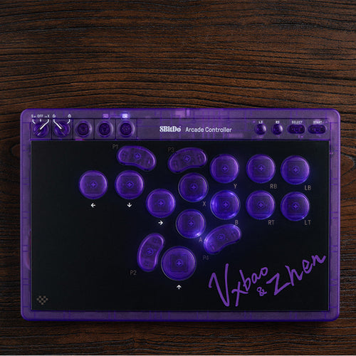 8BitDo Arcade Controller - Transparent Purple Signature Edition - Arcade Control Design for Supported Platforms