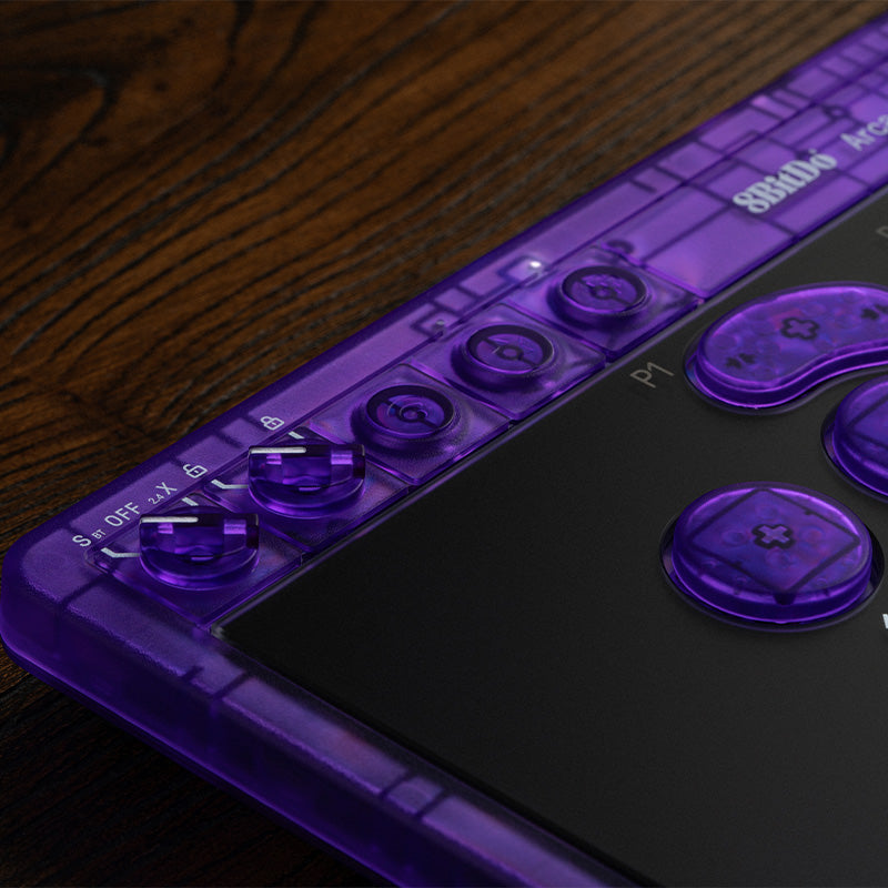 8BitDo Arcade Controller - Transparent Purple Signature Edition - Arcade Control Design for Supported Platforms